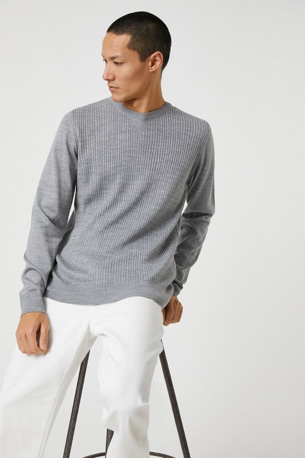 Koton Koton Osnovni pulover za pletenine s podrobnostmi pletenja, vrat posadke.