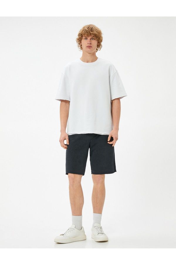 Koton Koton Oversize Bermuda Washed Shorts with Lace Waist Pockets