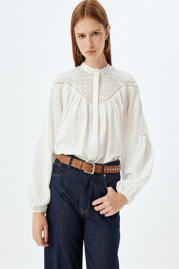 Koton Koton Oversize Festo Shirt Judge Collar Long Sleeve Viscose