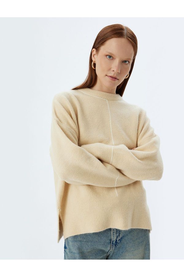 Koton Koton Oversize Knitwear Sweater Soft Texture Long Sleeve Crew Neck