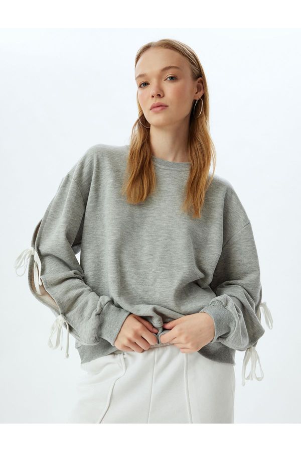 Koton Koton Oversize Sweatshirt Bow Detailed Crew Neck Long Sleeve