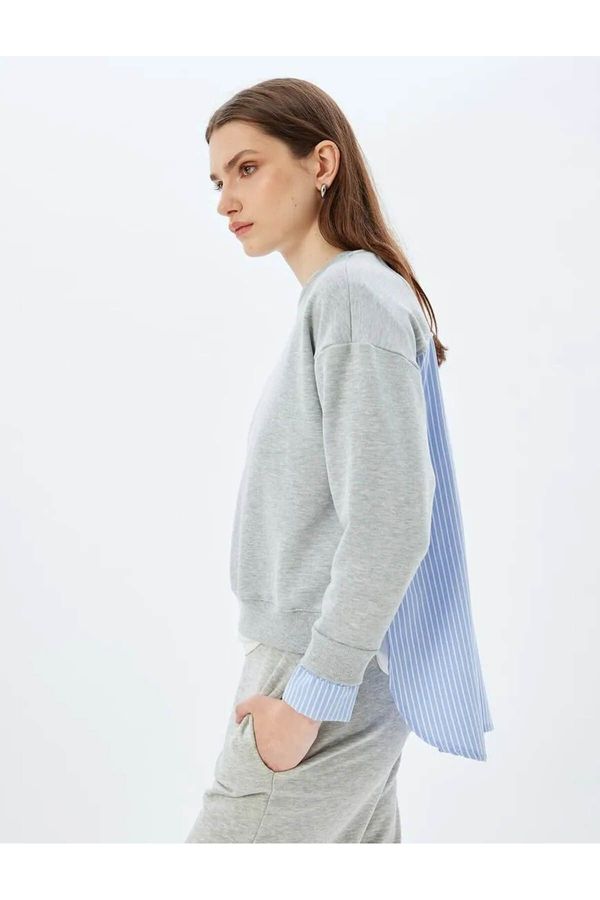 Koton Koton Oversize Sweatshirt Two Different Fabrics Used Crew Neck Long Sleeves
