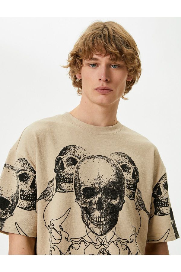 Koton Koton Oversize T-Shirt Skull Printed Crew Neck