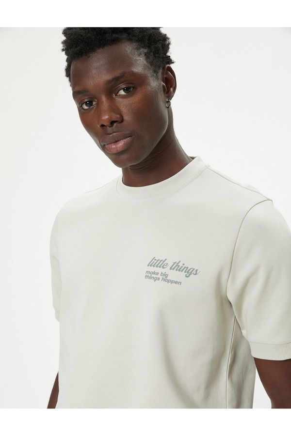 Koton Koton Oversize T-Shirt Slogan Printed Short Sleeve Crew Neck Cotton