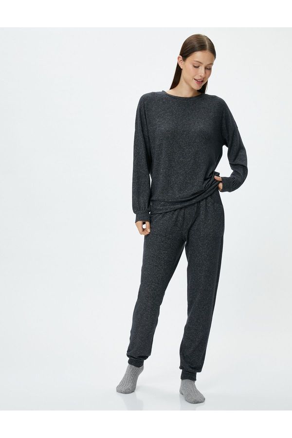 Koton Koton Pajama Top Crew Neck Long Sleeve Viscose Blended