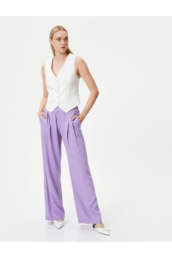 Koton Koton Palazzo Trousers Wide Leg Pocket Detailed Viscose