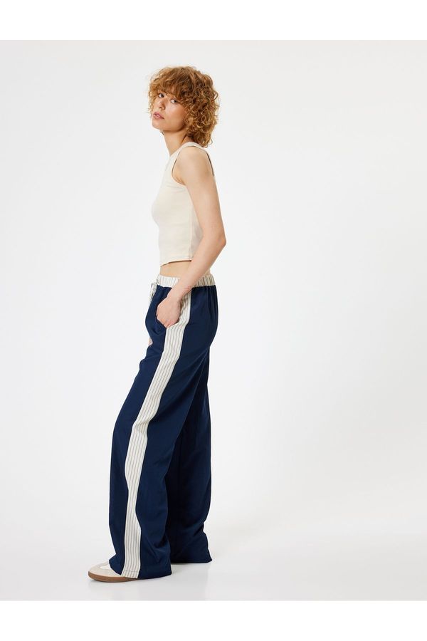 Koton Koton Parachute Trousers with Lace Waist Wide Leg Pocket Detail