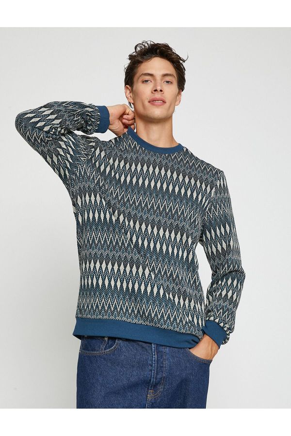 Koton Koton Patterned Knitwear Sweater Crew Neck