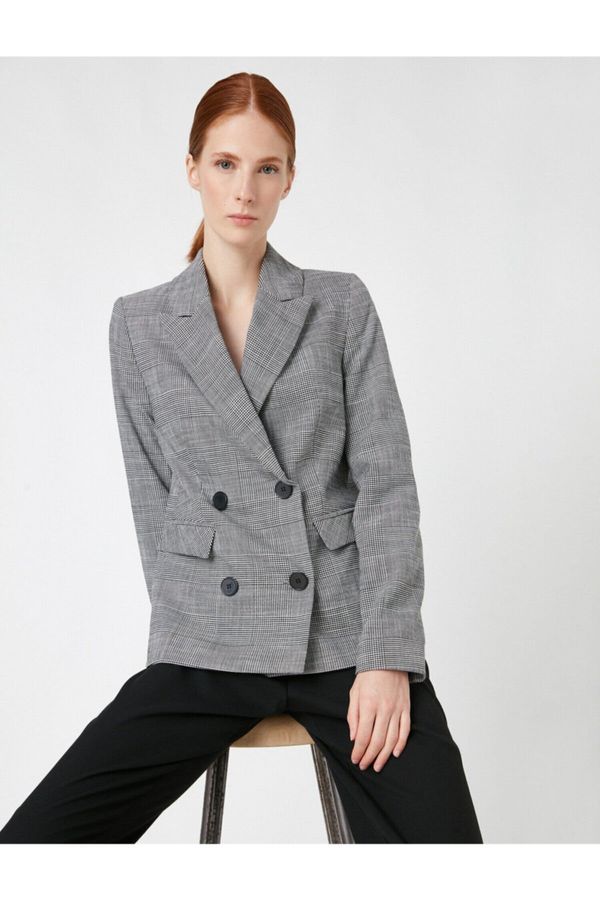 Koton Koton Plaid Buttoned Jacket