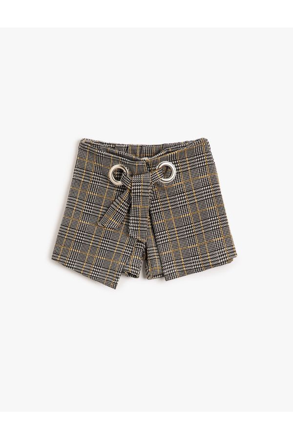 Koton Koton Plaid Front Tie Detailed Short Skirt