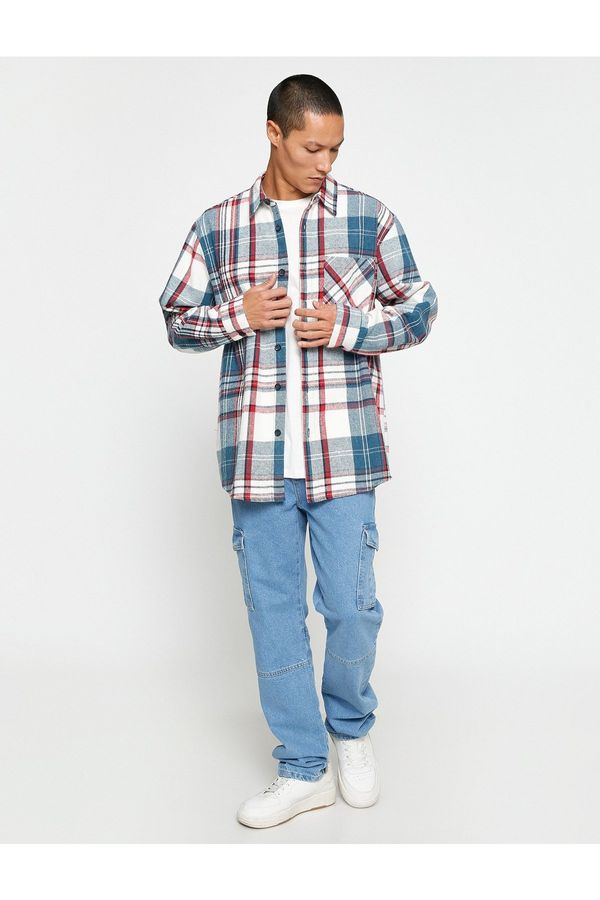 Koton Koton Plaid Lumberjack Shirt Classic Collar Pocket Detailed Long Sleeve
