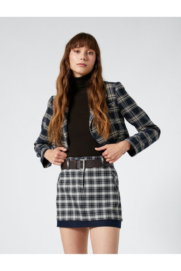 Koton Koton Plaid Mini Skirt with Belt