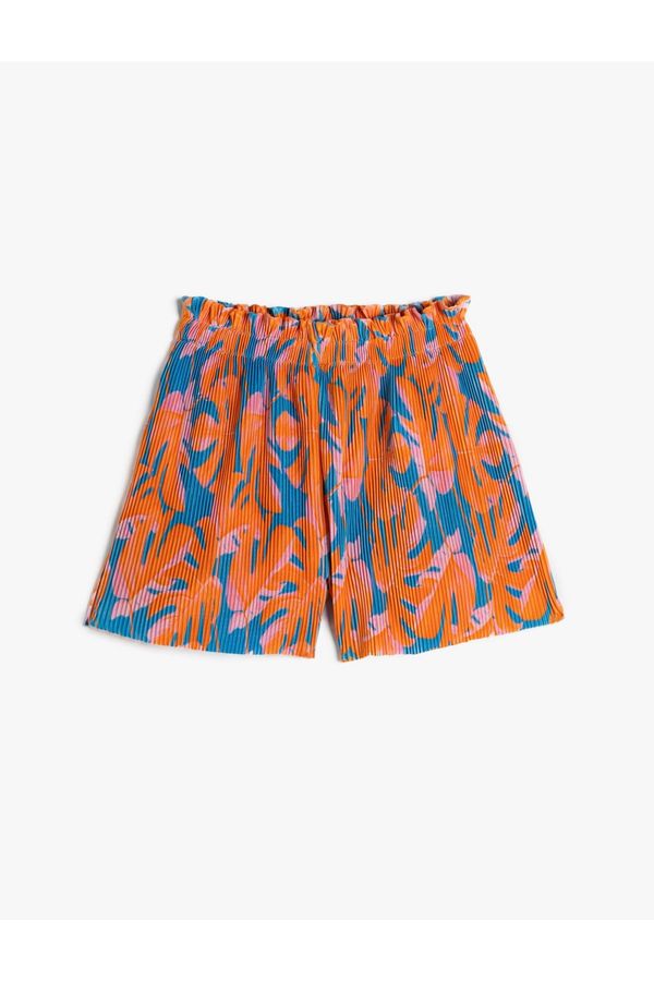 Koton Koton Pleated Shorts with Elastic Waist Floral Pattern Comfortable Cut