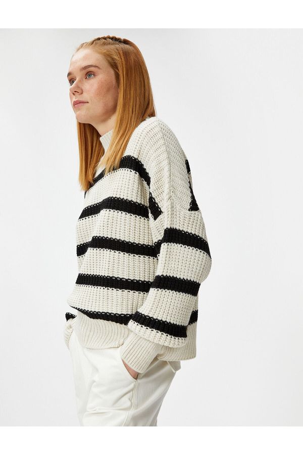 Koton Koton pleten pulover pol turtleneck kašmir teksturiran