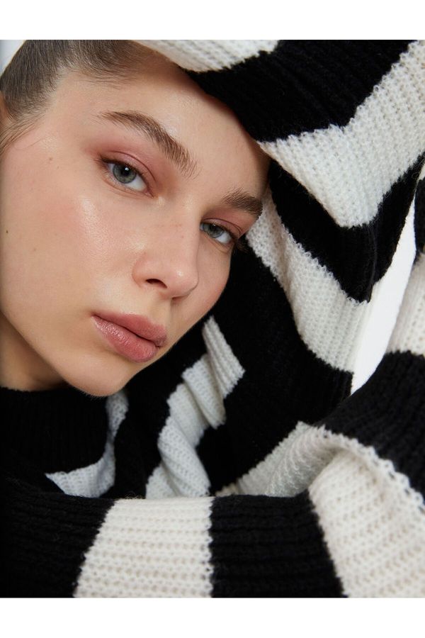 Koton Koton pletenine pulover Dolgo ohlapno prileganje stojalo okrogel vrat dolg rokav