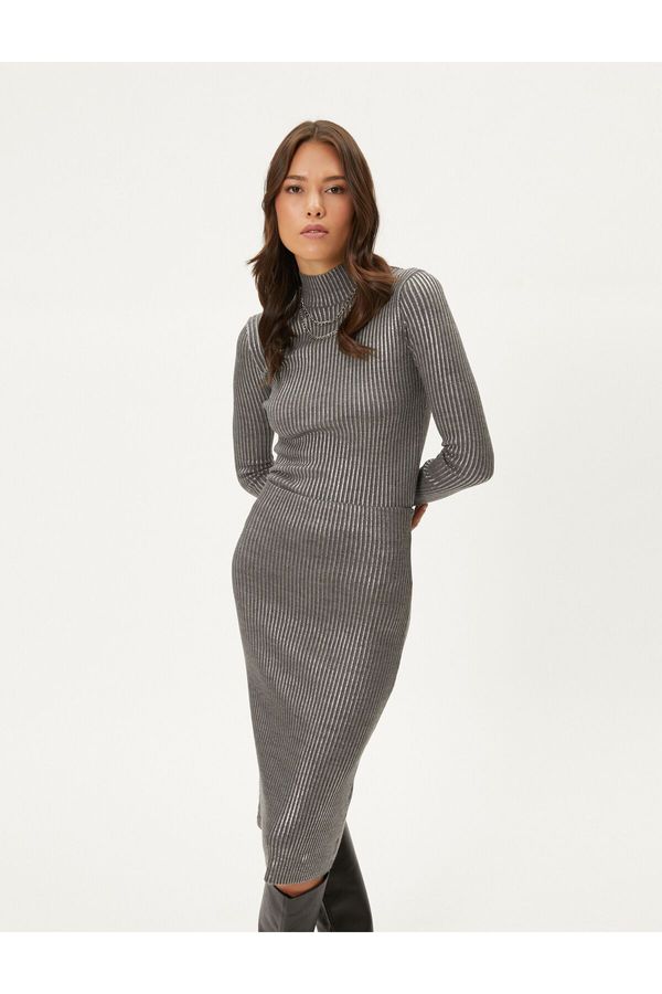 Koton Koton pletenine pulover Half Turtleneck kovinski list Redno prileganje kašmir teksturiran