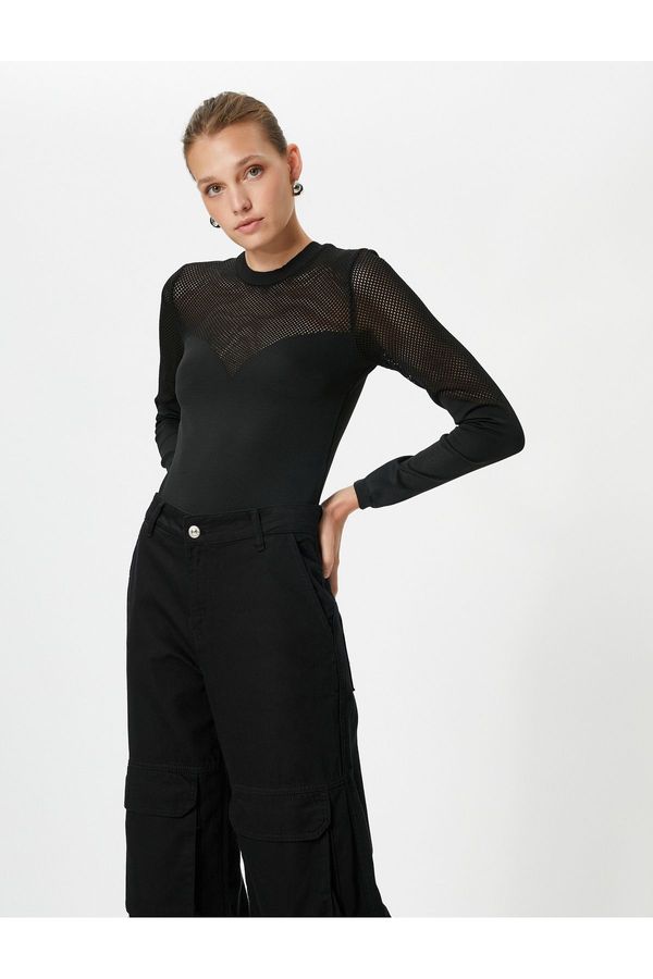 Koton Koton pletenine pulover posadka vratu mreža podrobno dolg rokav