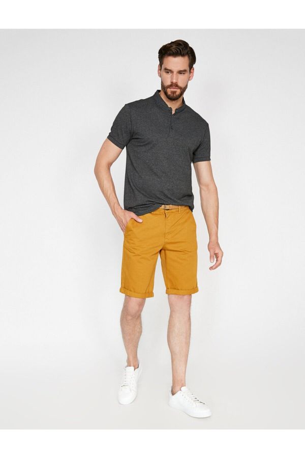 Koton Koton Pocket Detailed Belted Slim Fit Shorts