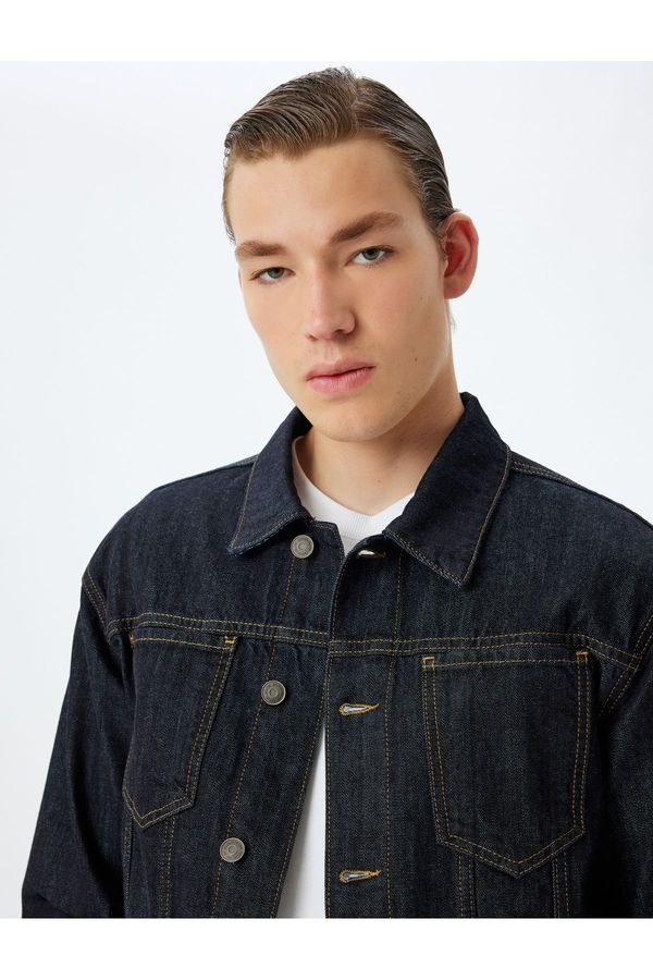 Koton Koton Pocket Detailed Buttoned Cotton Denim Jacket