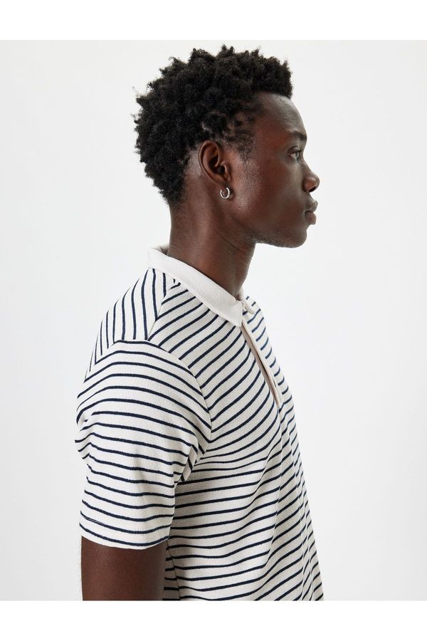 Koton Koton Polo Collar T-Shirt Short Sleeve Buttoned Cotton Blend
