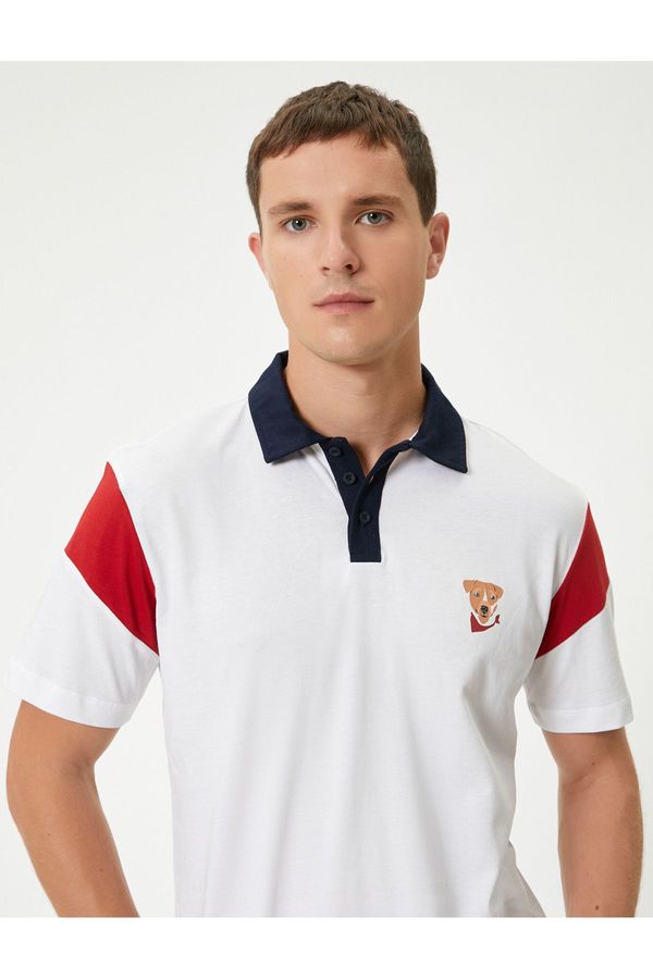 Koton Koton Polo Neck T-Shirt Animal Printed Short Sleeve Stripe Detailed Cotton