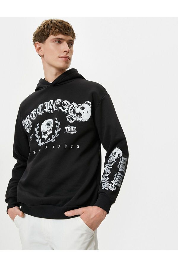 Koton Koton Printed Back Sweatshirt Hooded Skull Theme Relaxed Fit