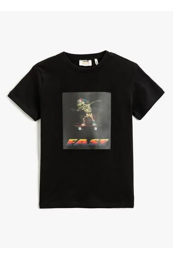 Koton Koton Printed Black Boys' T-shirt 3skb10204tk