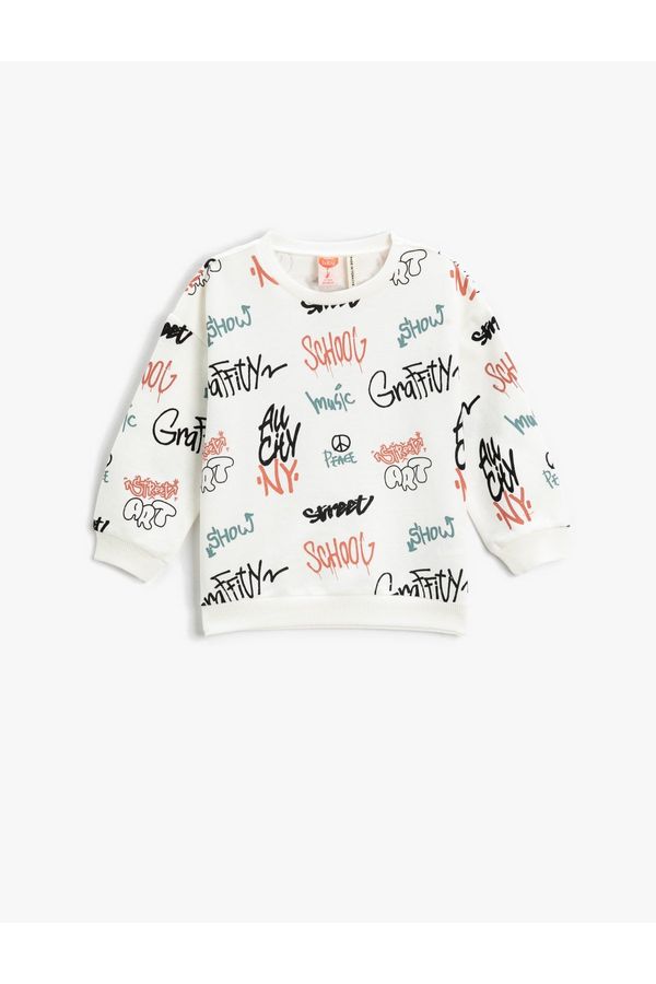 Koton Koton Printed Crew Neck Sweatshirt