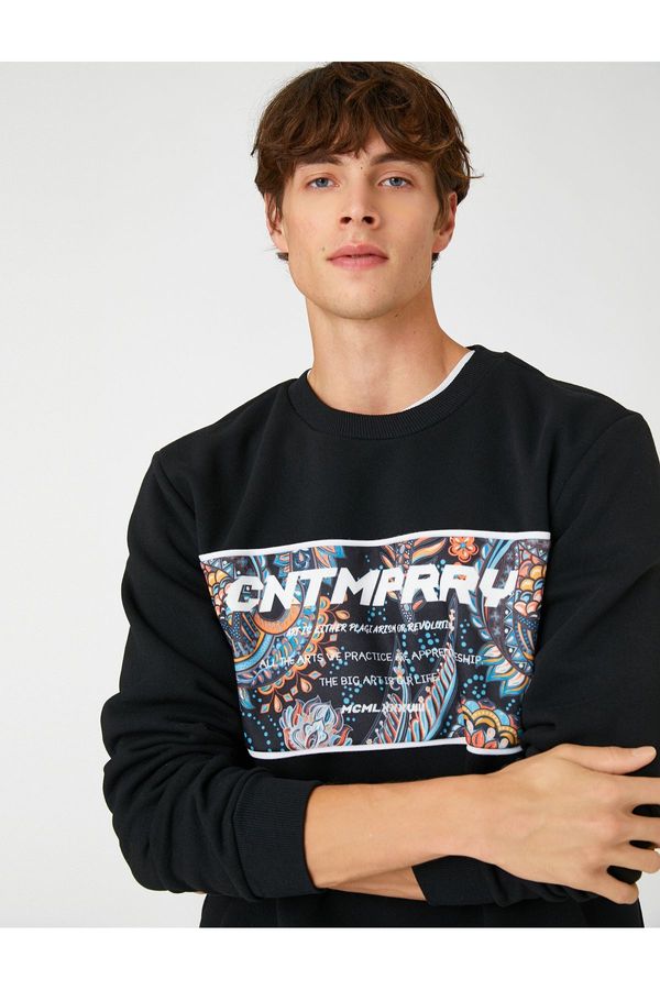 Koton Koton Printed Sweatshirt Crew Neck