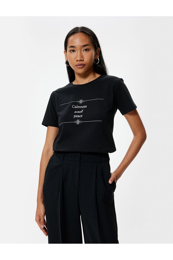 Koton Koton Printed T-Shirt Crew Neck Short Sleeve Cotton