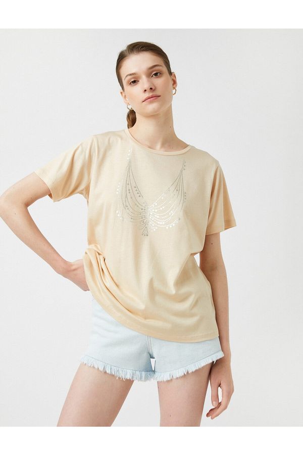 Koton Koton Printed T-Shirt Crew Neck Short Sleeve Modal Blended
