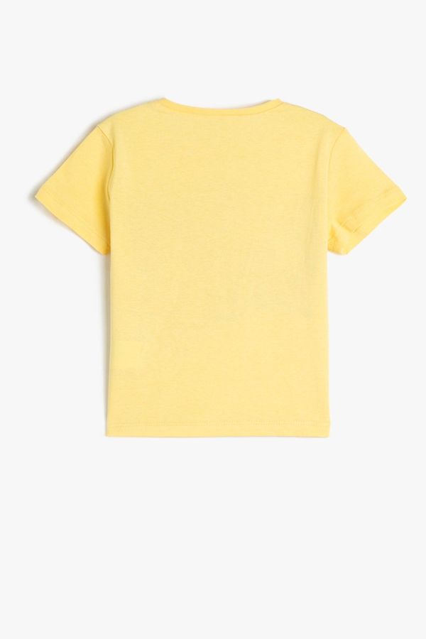 Koton Koton Printed T-Shirt with Glittery Short Sleeves Crew Neck Cotton