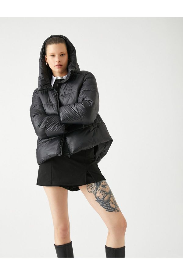 Koton Koton Puffer Jacket with Hooded Zipper Pocket Detail