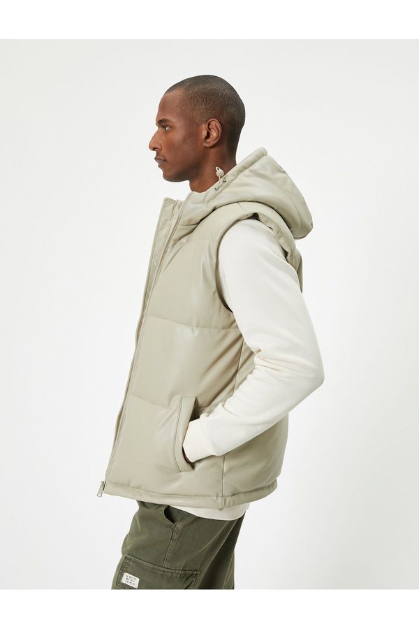 Koton Koton Puffer Vest Slim Fit Hooded Zippered Pocket