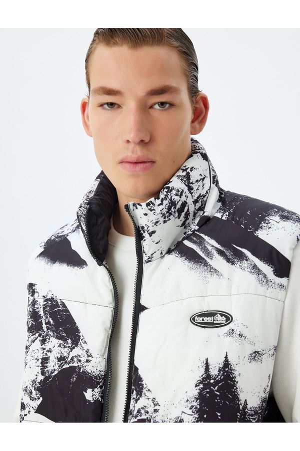 Koton Koton Puffer Vest Stand Collar Zippered Slim Fit Label Detail