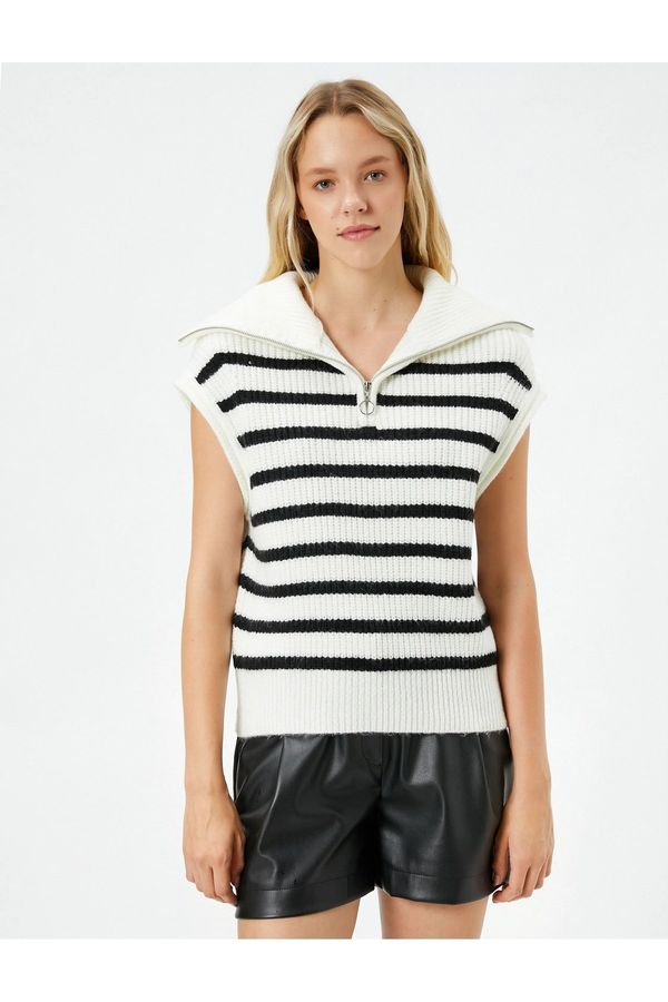 Koton Koton pulover pol-zip detajl stoječi ovratnik brez rokavov.