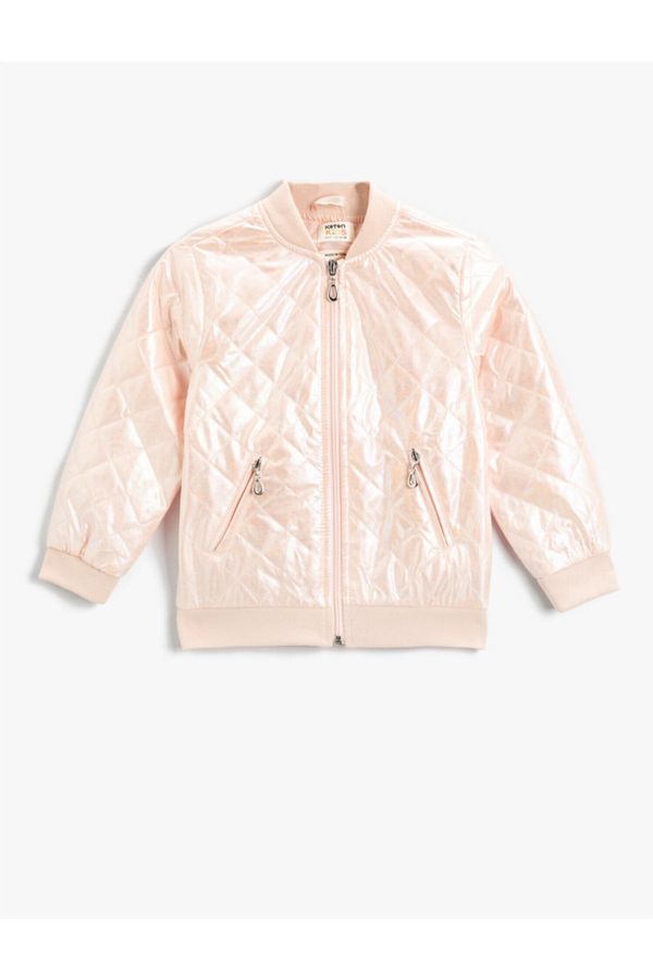 Koton Koton Quilted Bomber Jacket Crew Neck