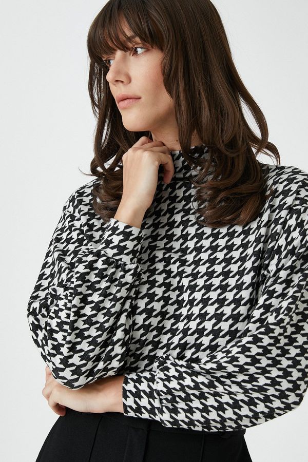 Koton Koton Rachel Araz X - pulover za stoječi ovratnik z vzorcem lovilca