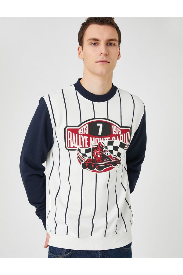 Koton Koton Racing Print Sweatshirt Crew Neck Long Sleeve