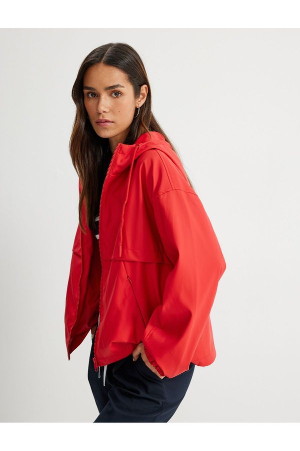 Koton Koton Raincoat with Hood and Pocket and Zipper