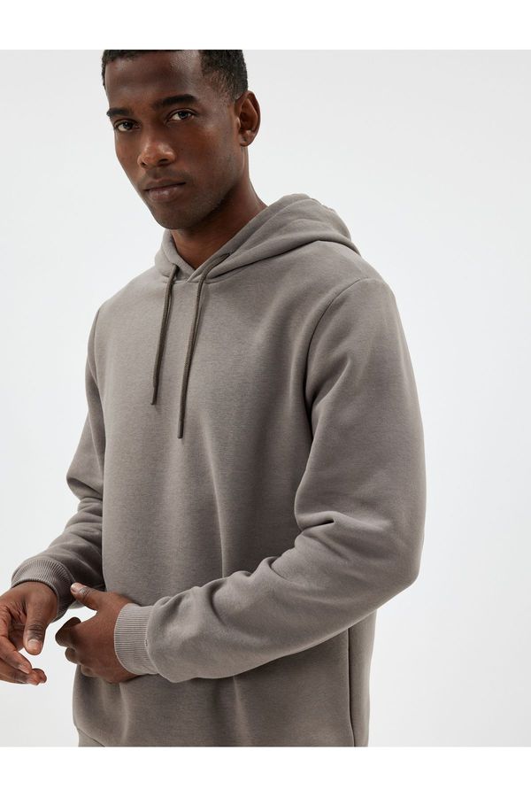 Koton Koton Raised Cotton Basic Hooded Sweatshirt