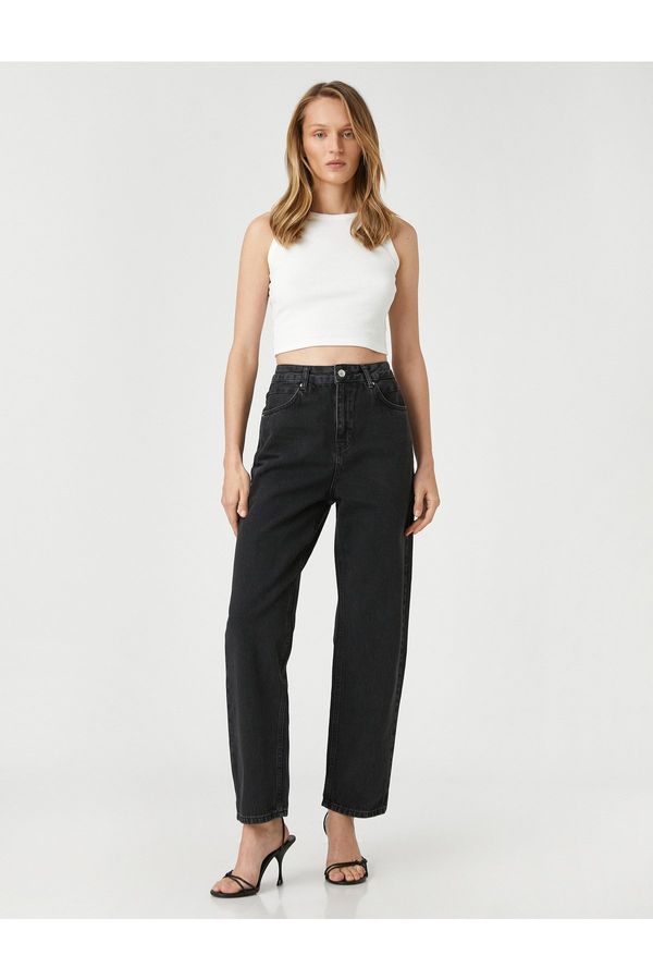 Koton Koton ravne noge kavbojke hlače normalno rezano visok pas - Eve Jean