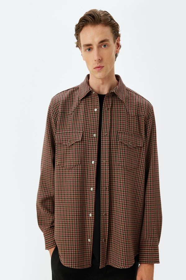 Koton Koton Red Plaid Men's Adult Shirt