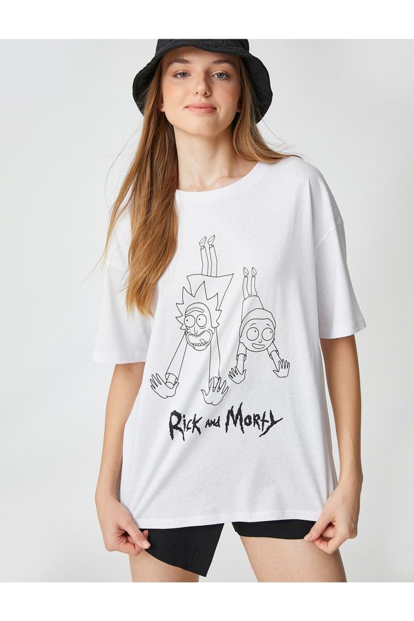 Koton Koton Rick And Morty T-Shirt Oversized Crew Neck Short Sleeved Licensed