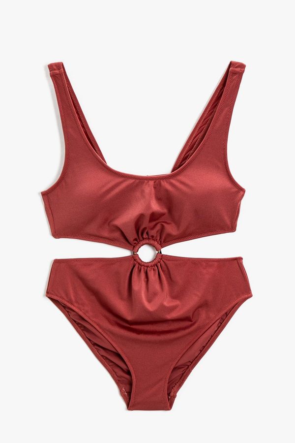 Koton Koton Ring Detailed Square Collar Swimsuit