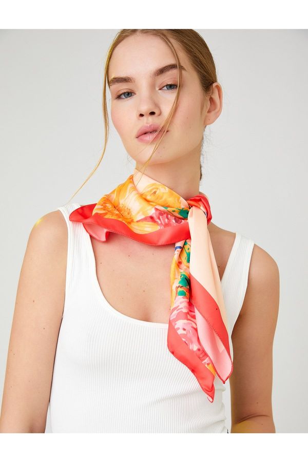 Koton Koton Satin Floral Multicolored Scarf