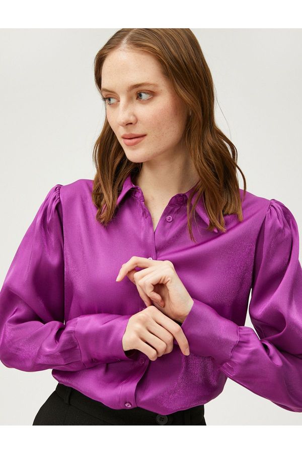 Koton Koton Satin Shirt with Draped Shoulders