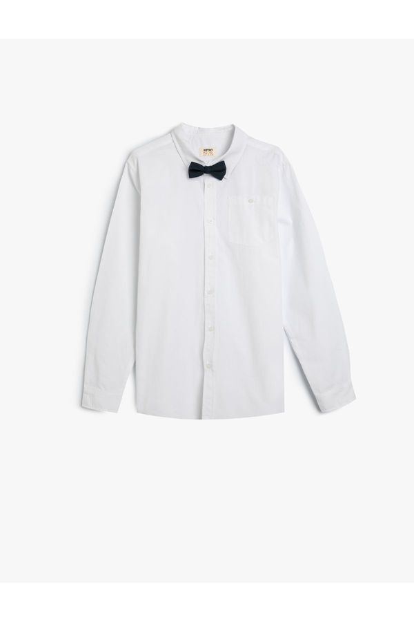 Koton Koton School Shirt With Bow Tie Detailed Long Sleeve Cotton Classic Collar