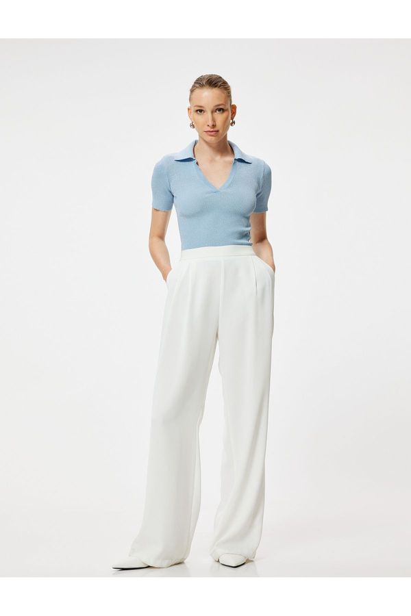 Koton Koton Shiny Polo Neck Knitwear Sweater Short Sleeve