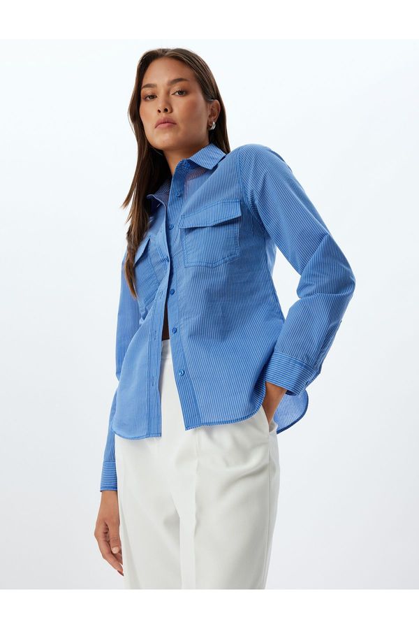 Koton Koton Shirt Long Sleeve Flap Double Pocket Detail Cotton